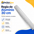 Regla de Aluminio 30 cm Resistente con Doble Escala cm/Pulgadas