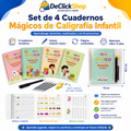 Set de 4 Cuadernos Mágicos de Caligrafía Infantil Reutilizables con Bolígrafo y Repuestos