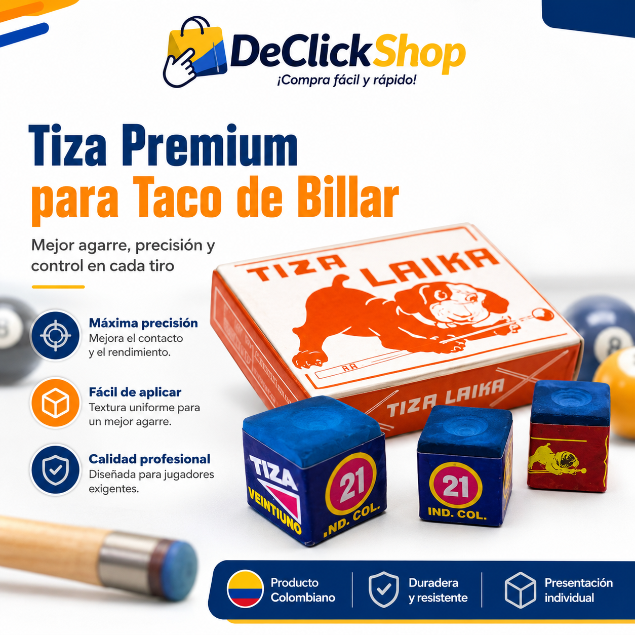 Tiza Premium Individual para Taco de Billar – Mejor Agarre y Precisión