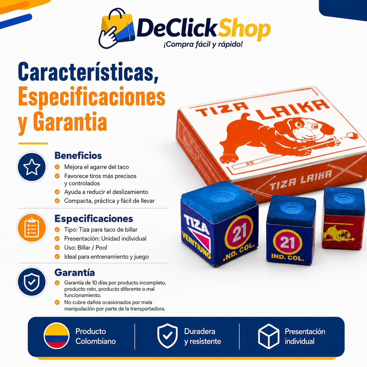 Tiza Premium Individual para Taco de Billar – Mejor Agarre y Precisión