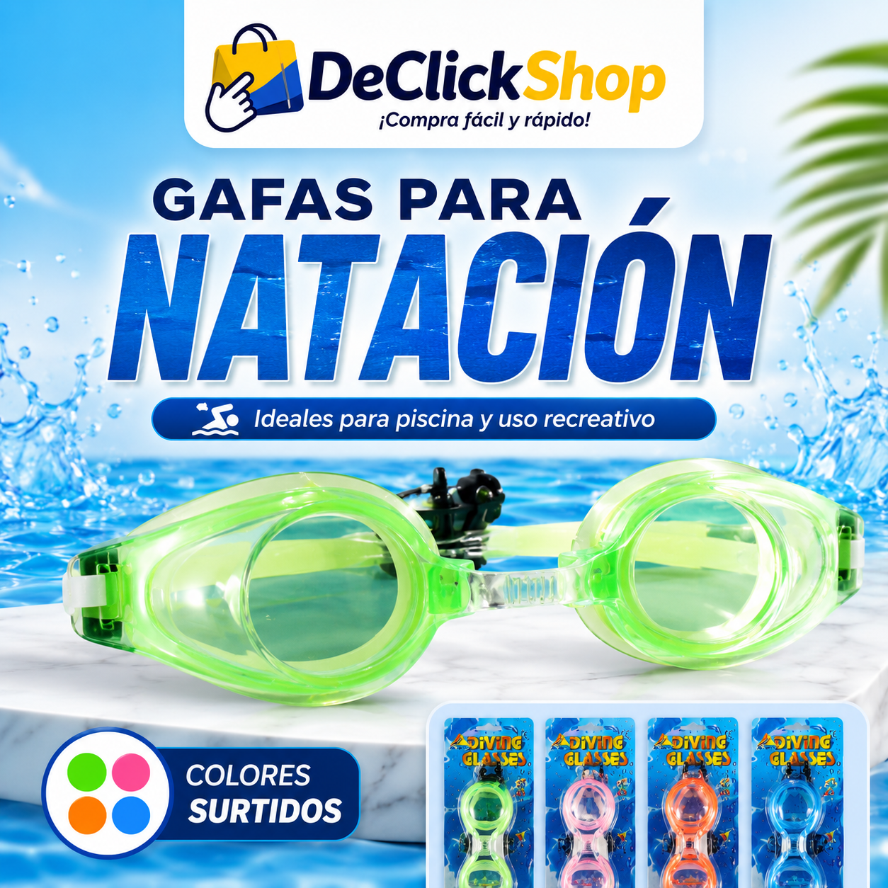 Gafas para Natación Ajustables – Ideales para Piscina y Uso Recreativo