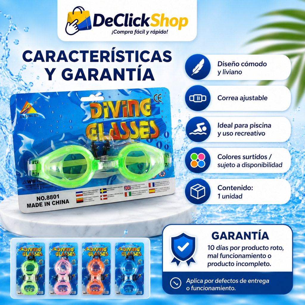 Gafas para Natación Ajustables – Ideales para Piscina y Uso Recreativo