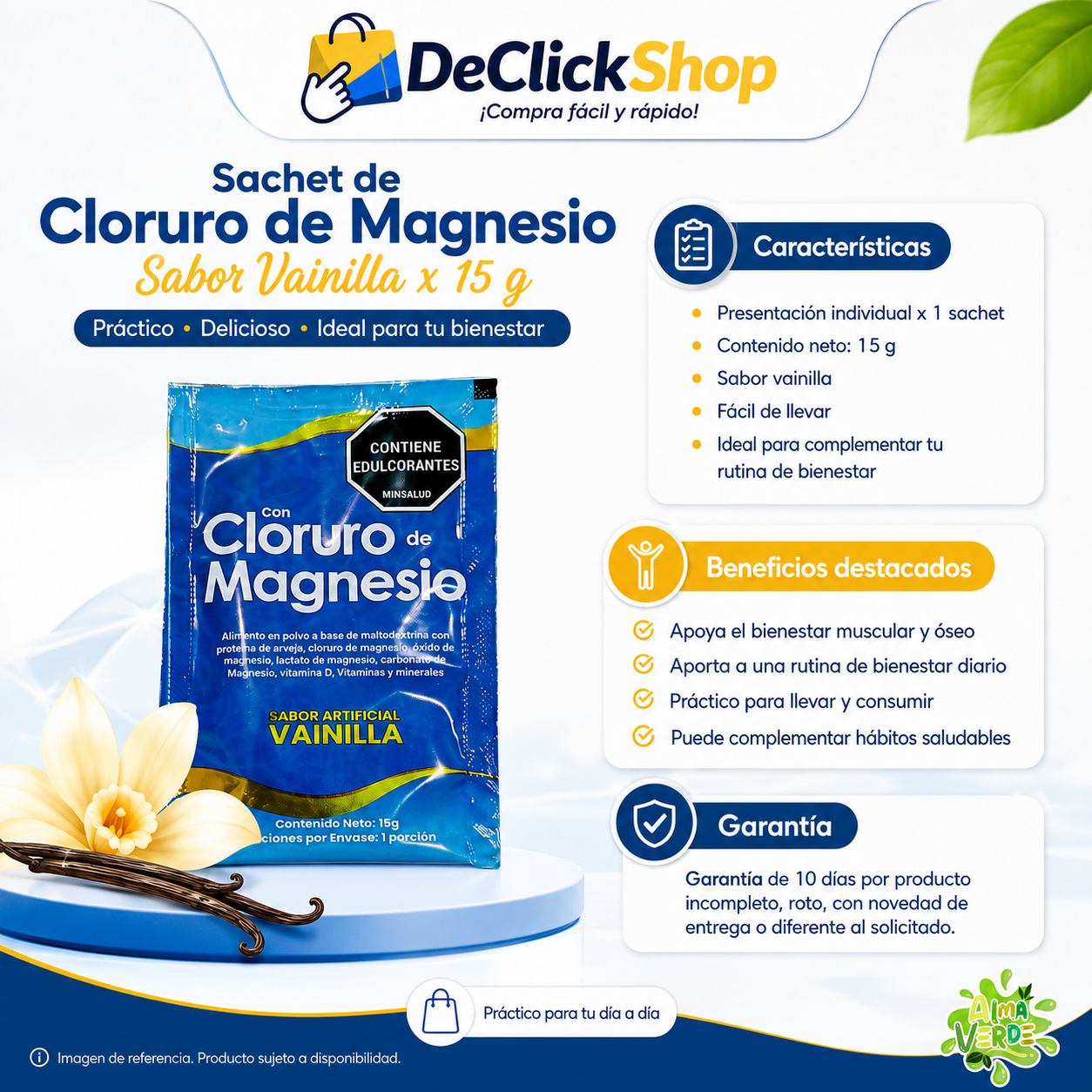 Sachet de Cloruro de Magnesio Sabor Vainilla x 15 g