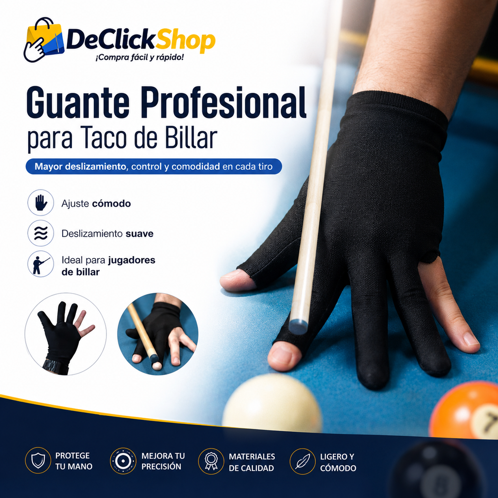 Guante Profesional para Taco de Billar – Mejor Deslizamiento, Control y Precisión