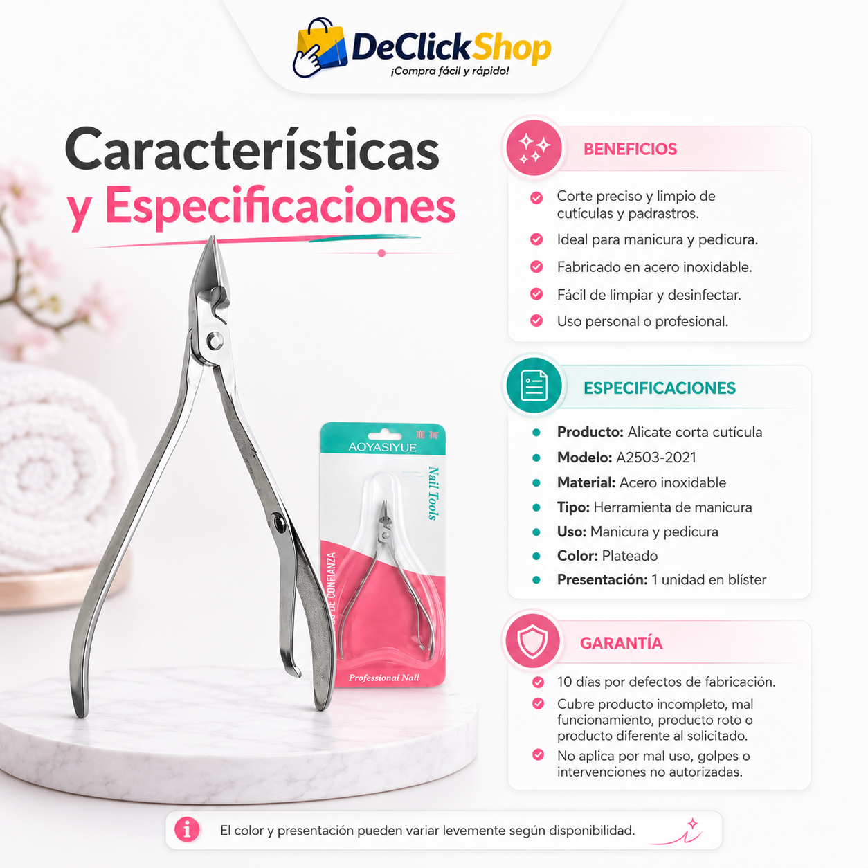 Alicate Corta Cutícula Profesional en Acero Inoxidable A2503-2021