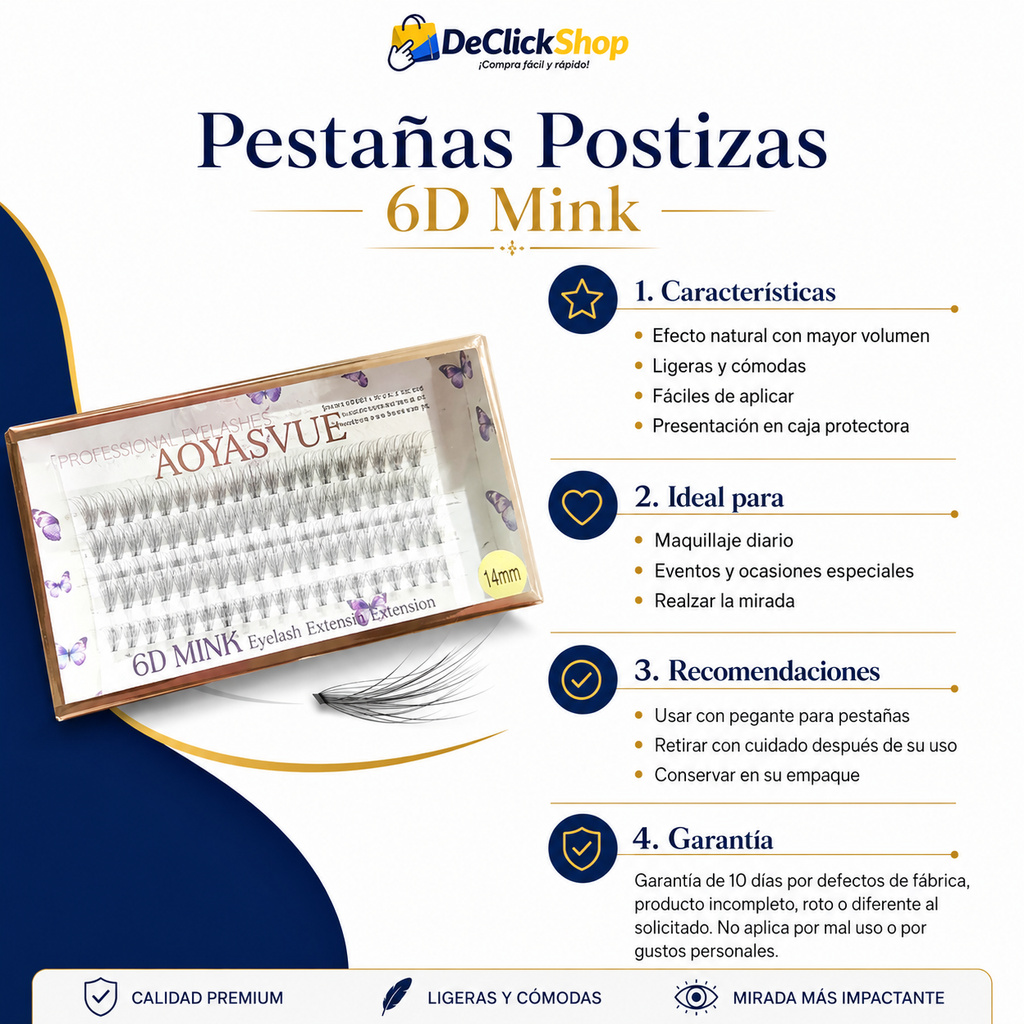 Pestañas Postizas 6D Mink Efecto Natural – Modelo 2521