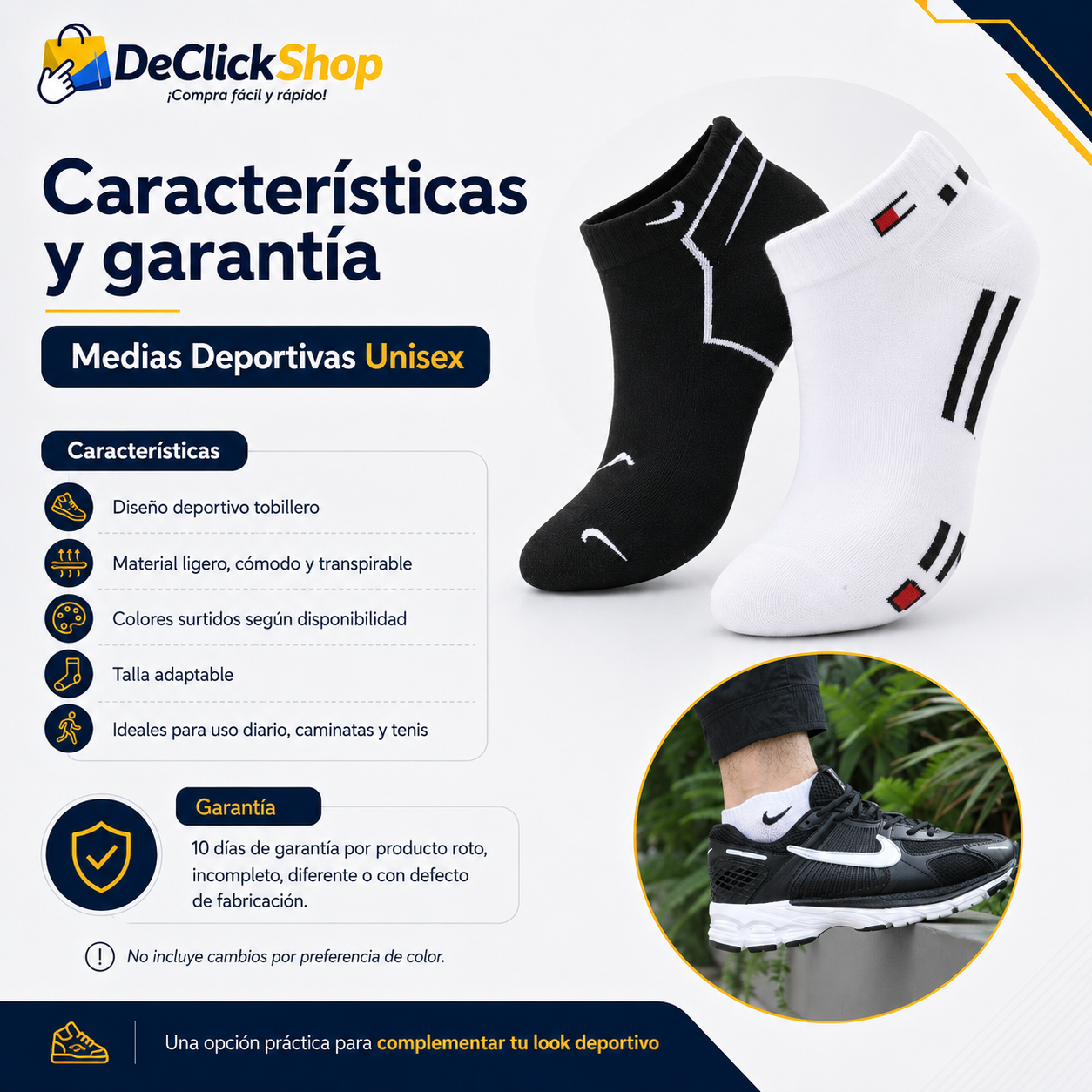 Medias Deportivas Tobilleras Unisex – Colores Surtidos