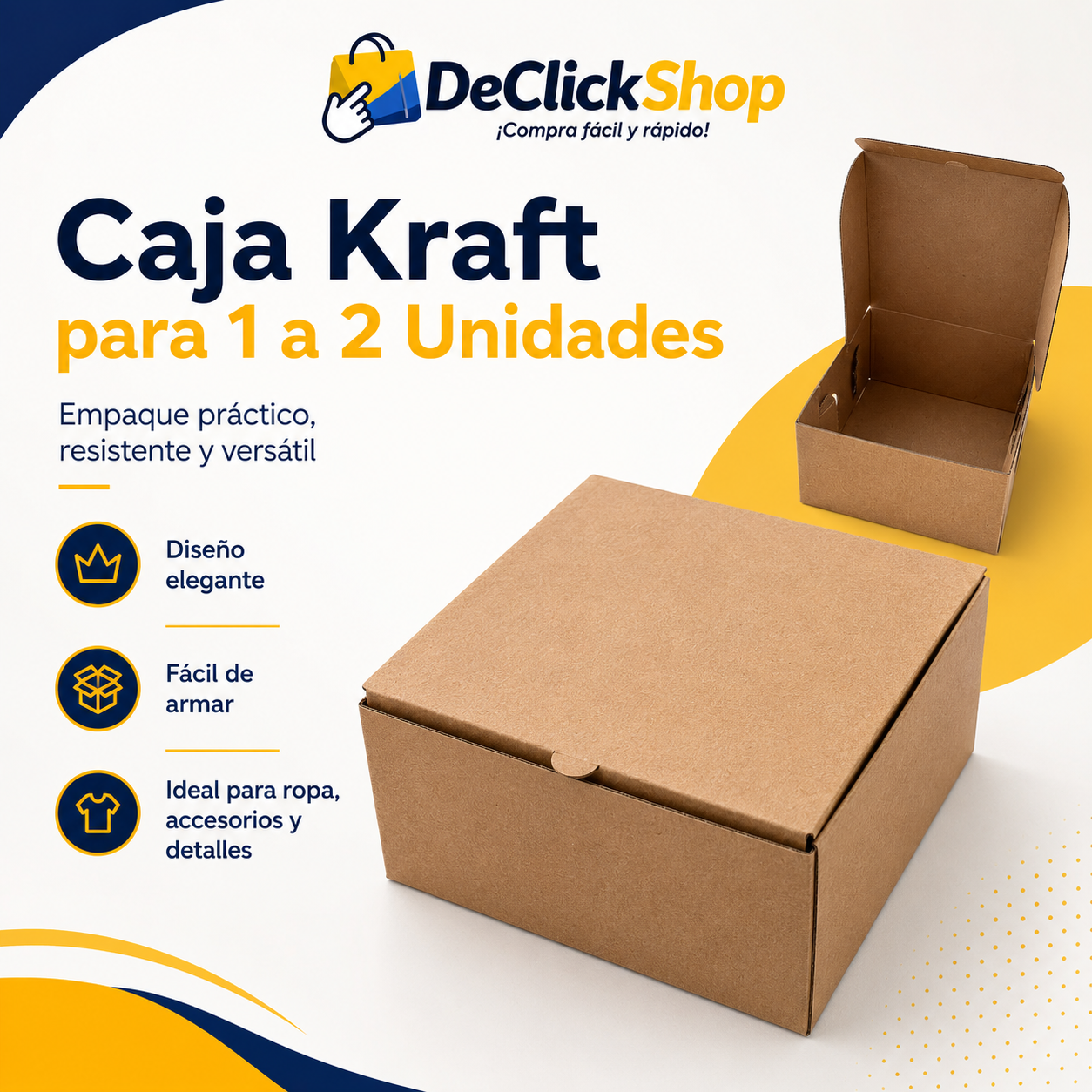 Caja Kraft para 1 a 2 Unidades | Empaque Resistente para Ropa, Accesorios y Regalos