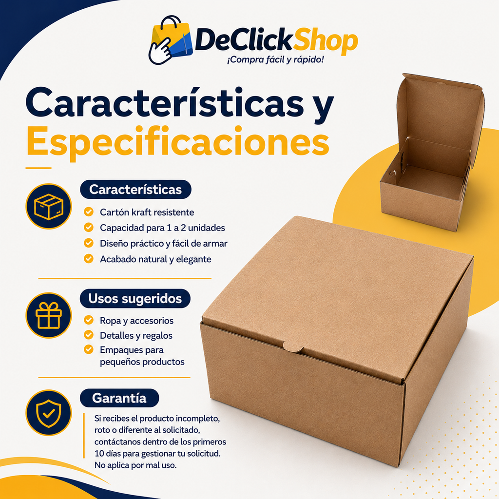Caja Kraft para 1 a 2 Unidades | Empaque Resistente para Ropa, Accesorios y Regalos