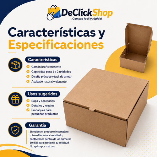 Caja Kraft para 1 a 2 Unidades | Empaque Resistente para Ropa, Accesorios y Regalos