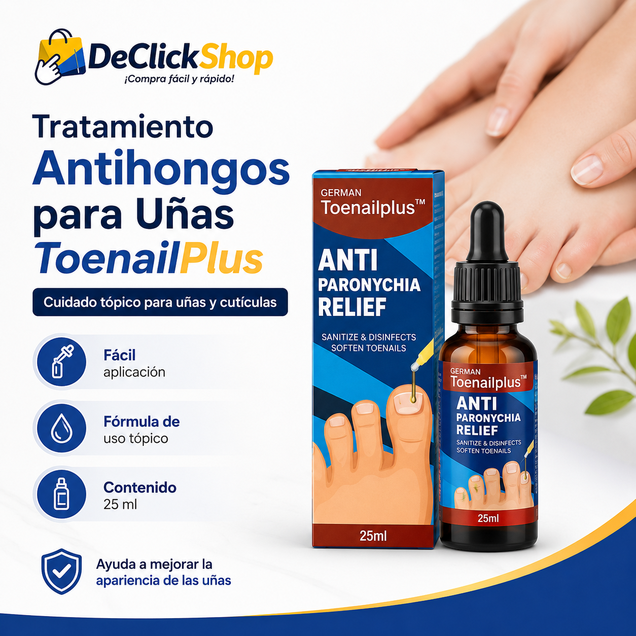 Tratamiento Antihongos para Uñas ToenailPlus 25 ml – Cuidado Tópico para Uñas y Cutículas