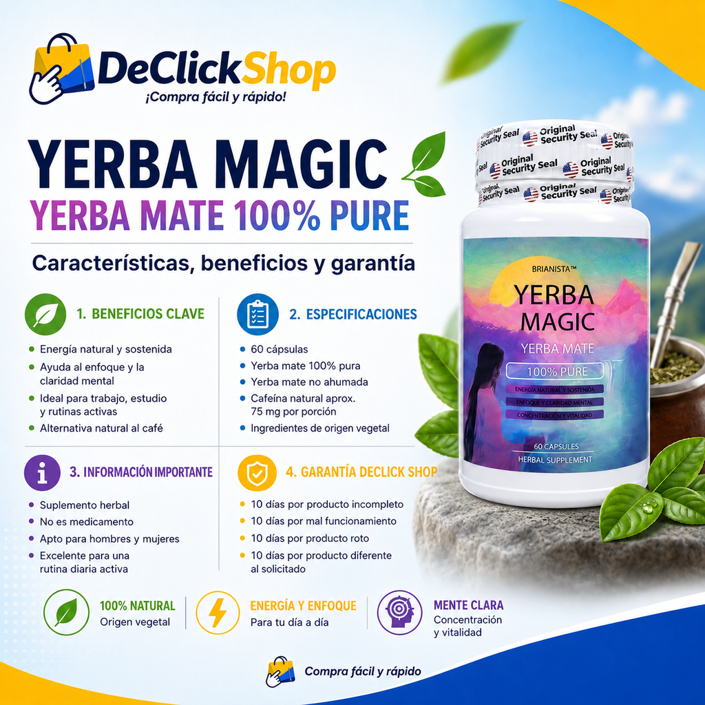 Yerba Magic Yerba Mate 100% Pure – 60 Cápsulas | Energía Natural, Enfoque y Vitalidad