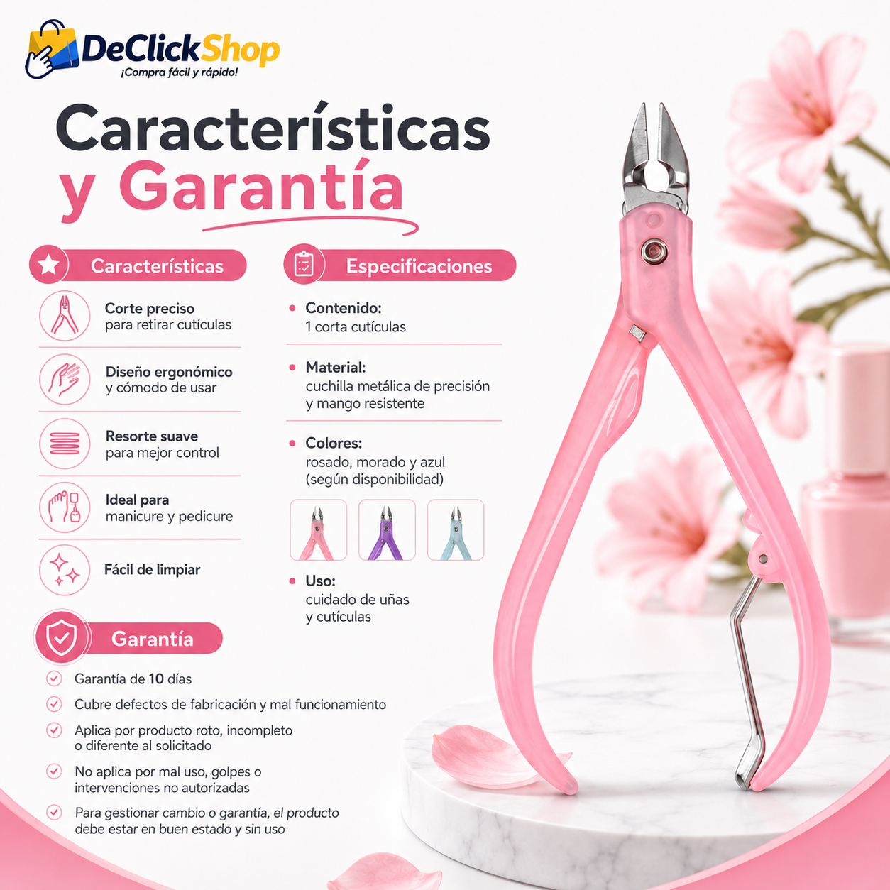 Corta Cutículas Profesional para Manicure y Pedicure