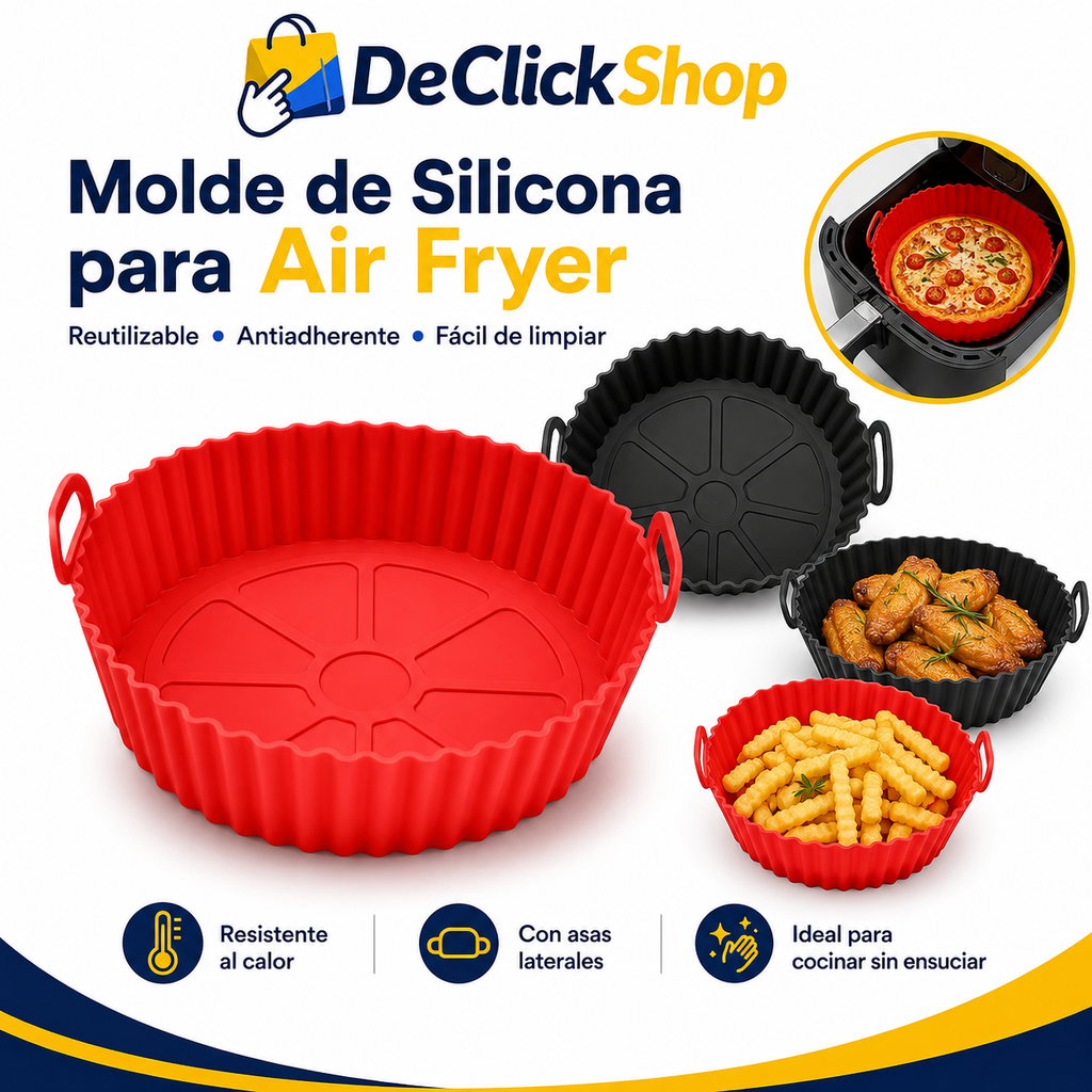 Molde de Silicona Antiadherente para Air Fryer Reutilizable con Asas Laterales