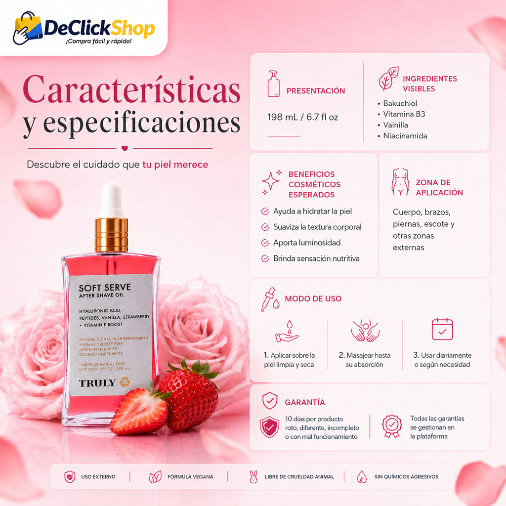 Truly Soft Serve – Aceite Corporal Glow Hidratante 198 mL