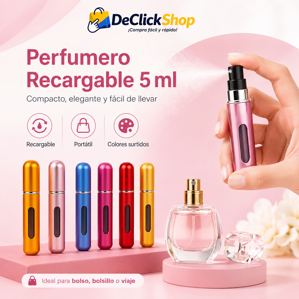 Perfumero Recargable Portátil 5 ml – Atomizador de Perfume para Bolso o Viaje