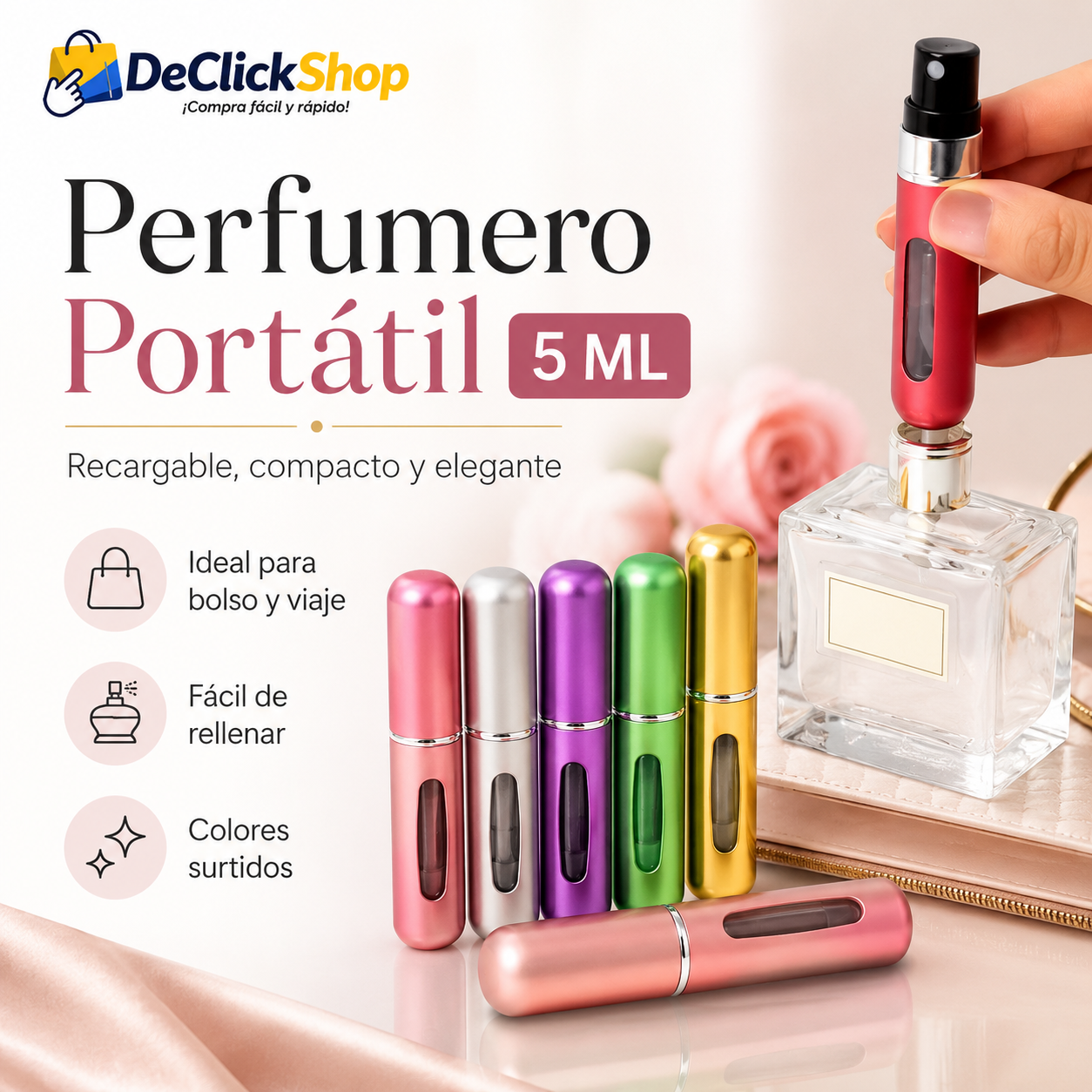 Perfumero Portátil Recargable 5 ML – Atomizador de Bolsillo para Perfume