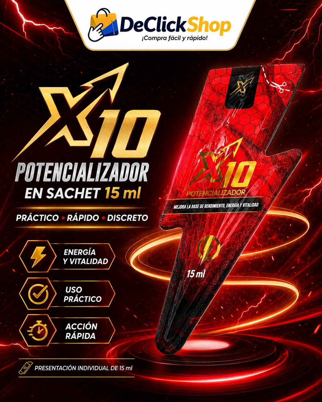 X10 Potencializador en Sachet 15 ml | Práctico, Rápido y Discreto