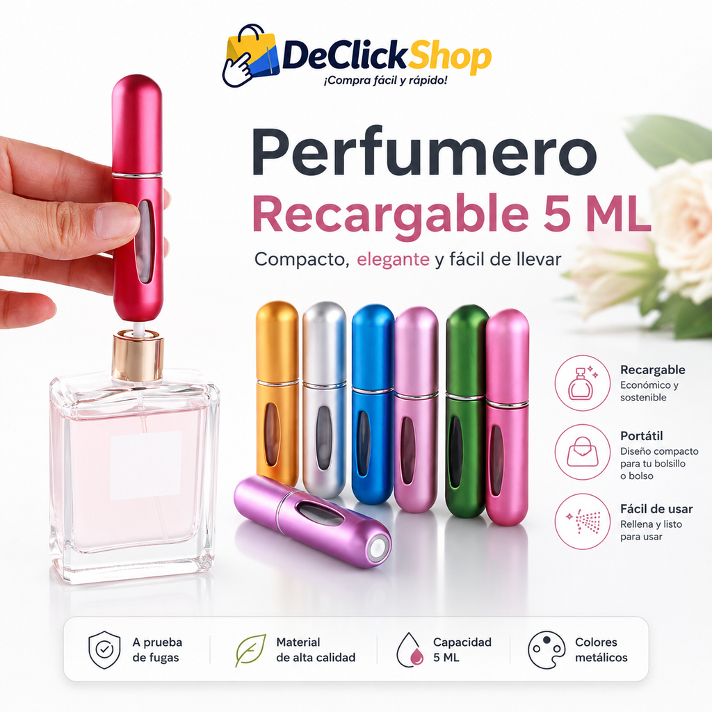 Perfumero Recargable Portátil 5 ML – Atomizador de Viaje para Perfume