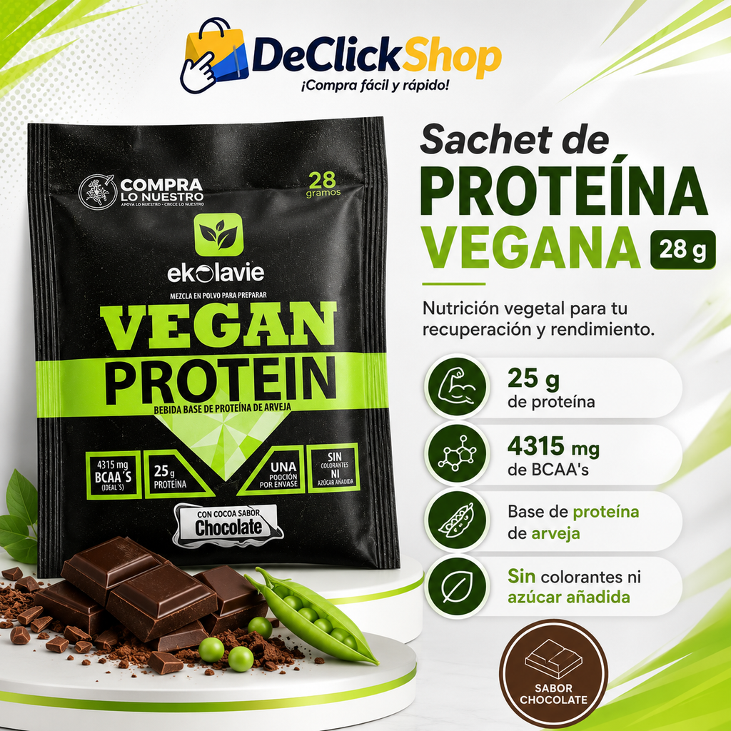 Sachet de Proteína Vegana 28 g Sabor Chocolate – Ekolavie Vegan Protein