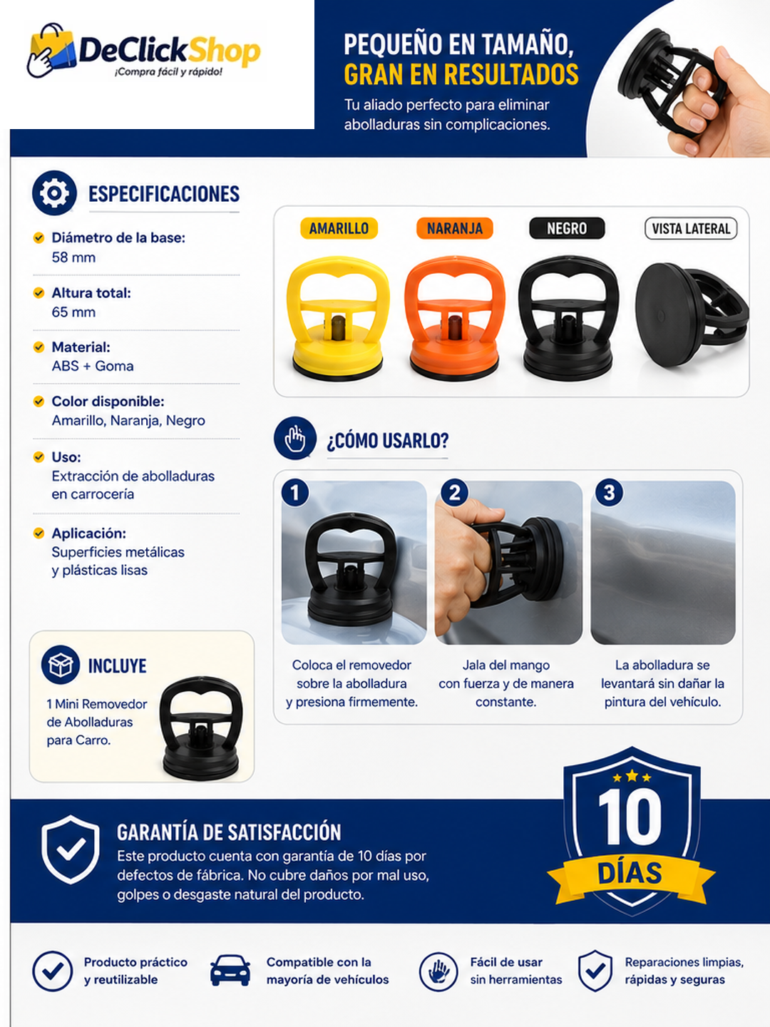 Mini Ventosa Saca Golpes para Carro y Superficies Lisas