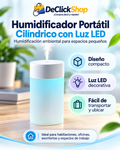 Humidificador Portátil Cilíndrico con Luz LED