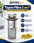 Tapón Filtro 2 en 1 para Desagüe de Cocina y Baño